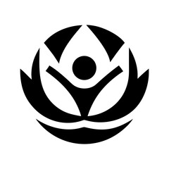Creative abstract yoga figure logo symbol harmony wellness balance meditation art