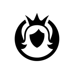 Elegant crowned female logo icon royal profile feminine beauty queen illustration