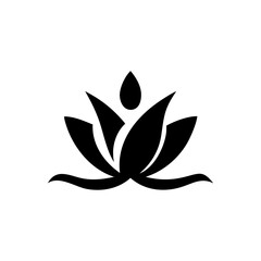 Elegant lotus logo with human silhouette and flower symbol spa wellness vector