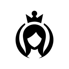 Minimal crowned royal lady logo icon elegant feminine profile queen vector design