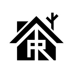 Minimal home roof logo design with tree countryside nature real estate concept
