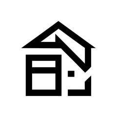 Minimalist abstract house logo with geometric shape modern real estate illustration