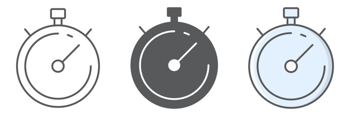 Stopwatch icon collection, fitness and sport, timer sign vector graphics, editable stroke linear icons