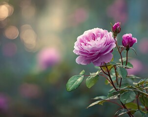Pink Roses in Garden Sunlight