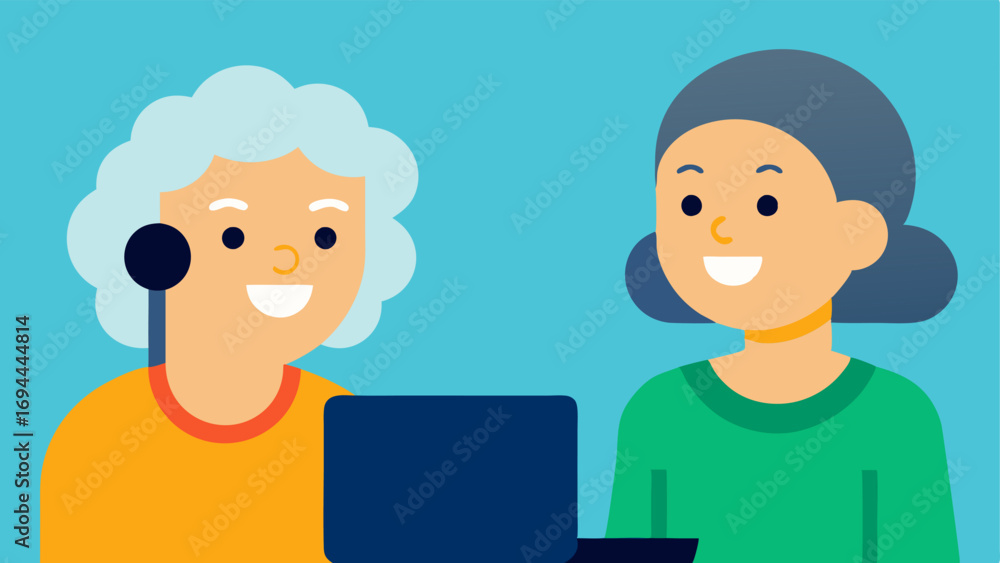 Poster assistive communication device an elderly woman using a communication device to interact with a care