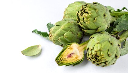 Fototapeta premium Fresh artichokes on a light surface