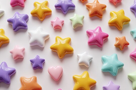 Bright, colorful stars and heart