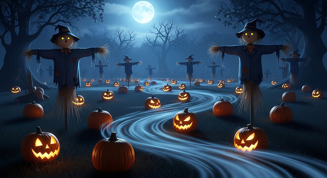 halloween background with cemetery