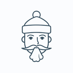 Man with hat and beard face mustache