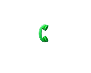 Green telephone receiver icon isolated on transparent background number eight on green background