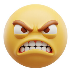 Obraz premium A yellow emoji face with furrowed brows, glaring eyes, and clenched teeth, expressing anger and frustration.