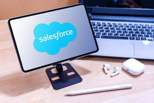 Beer Sheva, Israel. August 26, 2025: Salesforce logo on an Apple iPad screen.