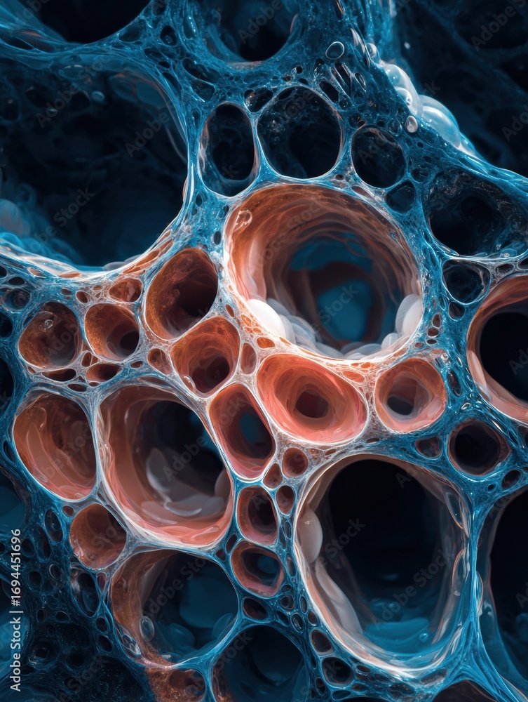 Poster colorful intricate structure of organic textures depicting fascinating patterns and shapes in a clos