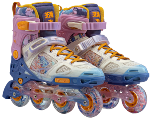 kids inline skates, toddler roller skates, youth inline skates, adjustable skates, isolated skates, colorful skates, beginner skates, skating shoes, recreational skates, skating gear, roller sports, p