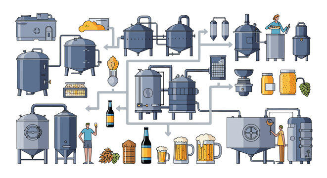 Detailed workflow diagram illustrating modern craft brewery production processes