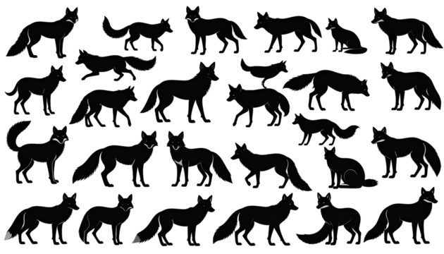 Fox silhouette vector illustration set