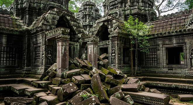 Ancient Temple Ruins with Cambodia.