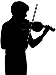 Fototapeta premium Silhouette of Man Playing Violin Musician Vector Illustration