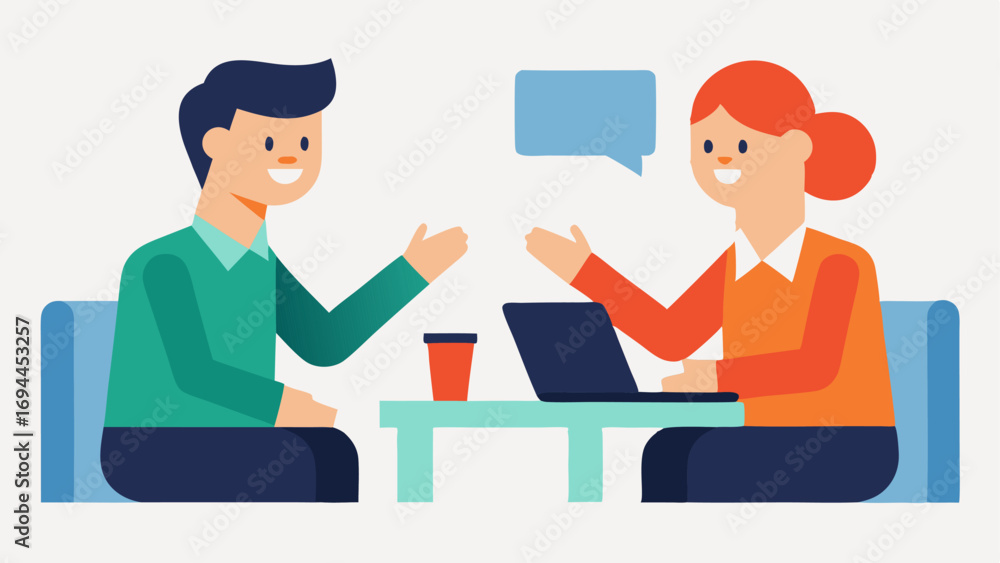 Poster career skills an illustration of adults practicing job interview skills in pairs with supportive ges