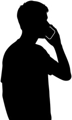 Silhouette of Man Talking on Mobile Phone Vector Illustration