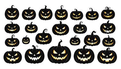 Set of Halloween scary pumpkins