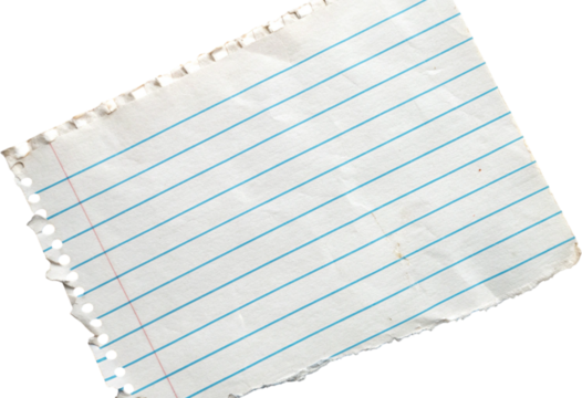 Distressed Lined Notebook Paper PNG with Punch Holes, Isolated on Transparent Background