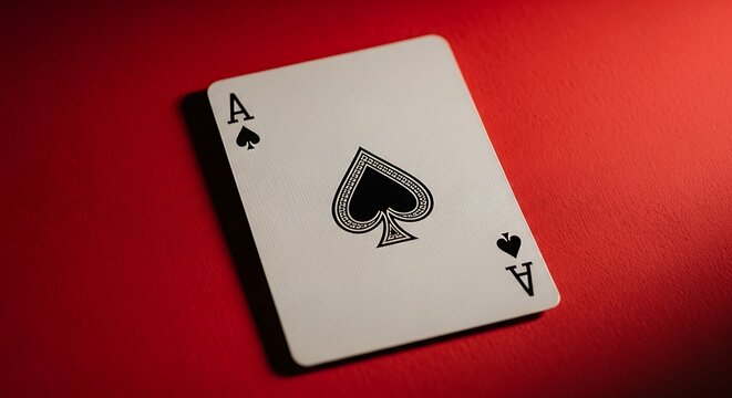 Ace of Spades on Red Background.
