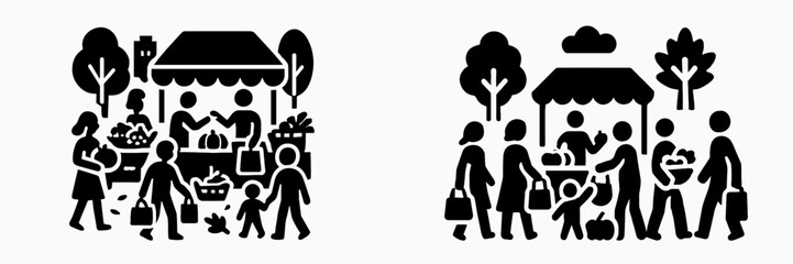 Fototapeta premium Set of happy young people jumping in the air with excitement and joy in a minimalist black and white line art style