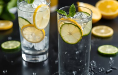 Refreshing Lemon and Cucumber Infused Water in Tall Glasses