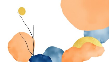 Abstract Minimalist Illustration with Organic Shapes and Lines