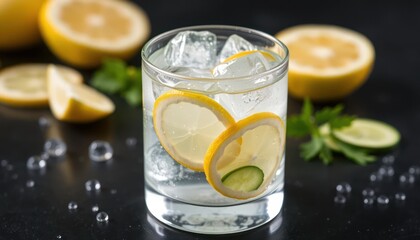 Refreshing Lemon and Cucumber Infused Water in Glass