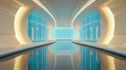 Fototapeta premium Futuristic Interior with Sleek Curved Design