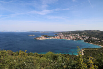 Aerial view of old Primosten town, Croatia