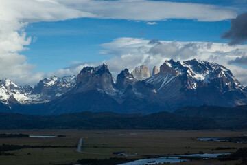 Patagonia mountains with clouds