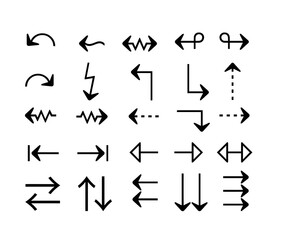 A vector illustration set of web design arrows, icons, and black pointers