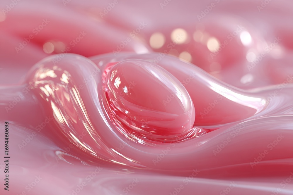 Aufkleber pink fluid forming an oval shape with soft lighting and reflections, creating a smooth and elegant a