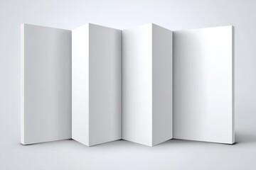 Four Fold Brochure Template. Blank Vertical Booklet Mock Up with Four Panels and Eight Pages for Presentation Design