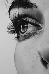 Hyperrealistic Pencil Drawing of a Female Portrait. Detailed Handmade Portrait in Pencil Shading.  Generative AI