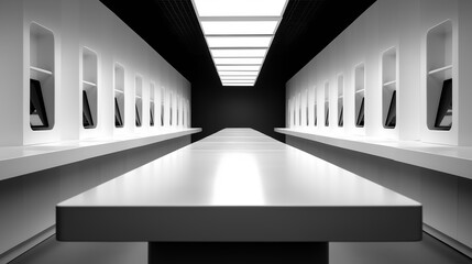 Obraz premium Futuristic Minimalist Workspace Design Concept