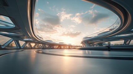 Obraz premium Futuristic Architectural Design with Stunning Sunlight