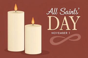 Illustration of All Saints' Day with Candles and November 1 Date

