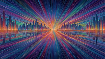 Vibrant Psychedelic Fantasy World in Futuristic VR Landscape
