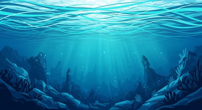 Underwater Scene with Ocean Floor, and Coral.