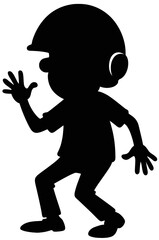 Silhouette of Boy Wearing Helmet in Sneaky Pose