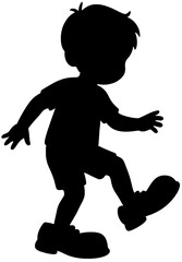 Cute Cartoon Silhouette of a Boy Kicking Playfully