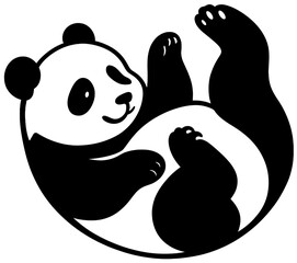 Cute Panda Silhouette Lying Playfully Illustration