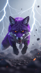 A fierce fox emerges from the earth.