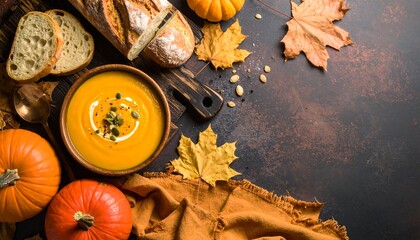 Cozy Autumn Harvest Pumpkin Soup with Crusty Bread