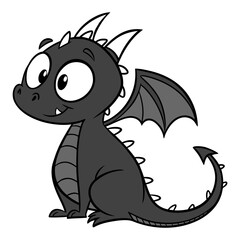 Fototapeta premium cute dragon, halloween dragon, kawaii dragon, baby dragon illustration, cartoon dragon