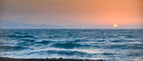 Obraz premium Cyprus Evening Sky over Mountains and Mediterranean Sea